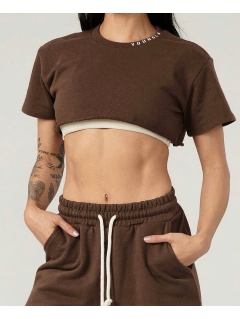 YoungLA Brown Women’s crop NWT